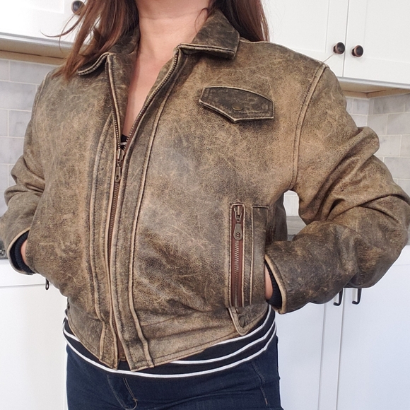 Vintage Jackets & Blazers - Vintage | Genuine Leather Bomber Jacket M